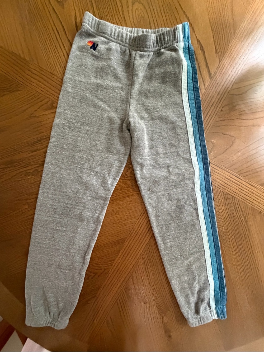 Aviator Nation Kids Grey Sweatpants with Blue Stripe Detail
